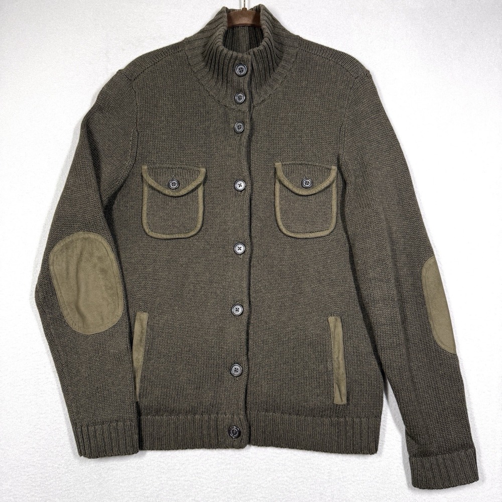 Vintage Lauren Ralph Lauren Sweater Womens L Military Cardigan Elbow Patch 90s